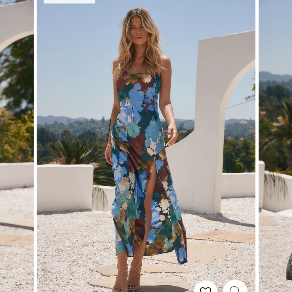 12th Tribe NATALIA BLUE PRINTED MAXI DRESS